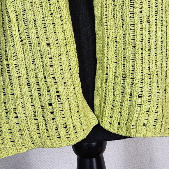 Chico's Lime Open Cotton Poly Open Weave 3/4 Sleeve Sweater Chico Sz 3 US XL 16 - Picture 5 of 16